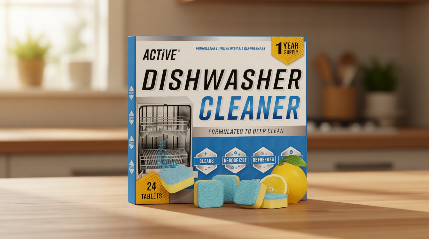 Dishwasher Cleaner And Deodorizer Tablets - 24 Pack Deep Cleaning Descaler Pods for Dish Washer Machine, Heavy Duty, Septic Safe, Natural Limescale Remover, Calcium, Odor, Smell - 12 Month Supply