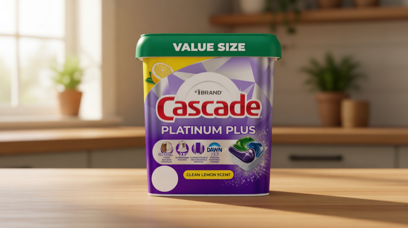 Cascade Platinum Plus Dishwasher Pods, Dishwasher Detergent, Dish Detergent Soap, Lemon, 57 Count