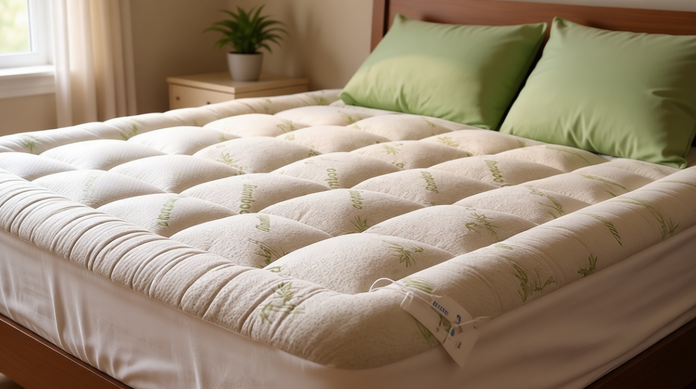 Ultra Soft Full Size Mattress Topper - Viscose Made from Bamboo Pillow Top Mattress Pad for Full Body Support - Naturally Cooling for Hot Sleepers, Green OEKO-TEX STANDARD 100