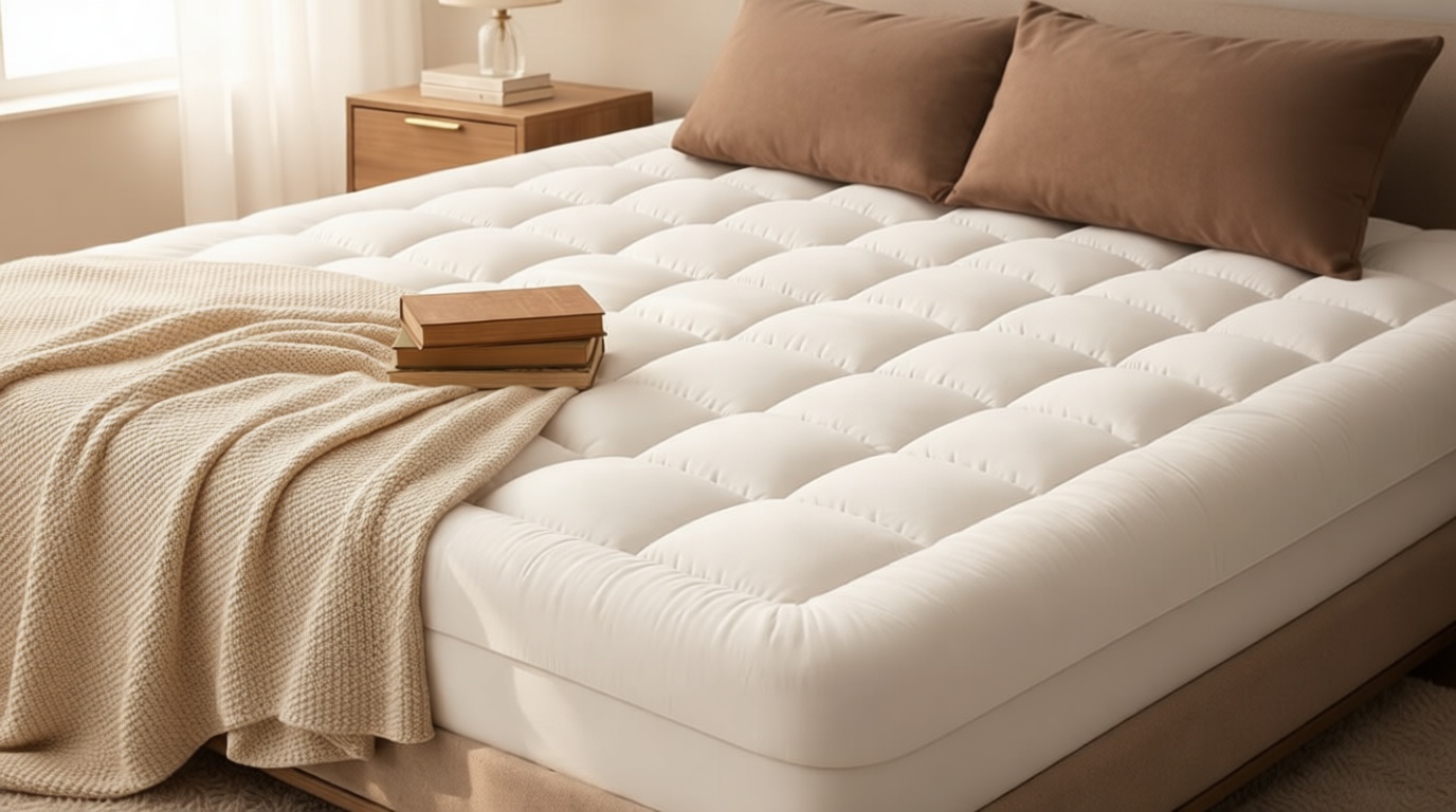 Cloud-Like Queen Mattress Topper - 100% Cotton Top Mattress Pad for Full Body Support - Breathable & Naturally Cooling for Hot Sleepers, White