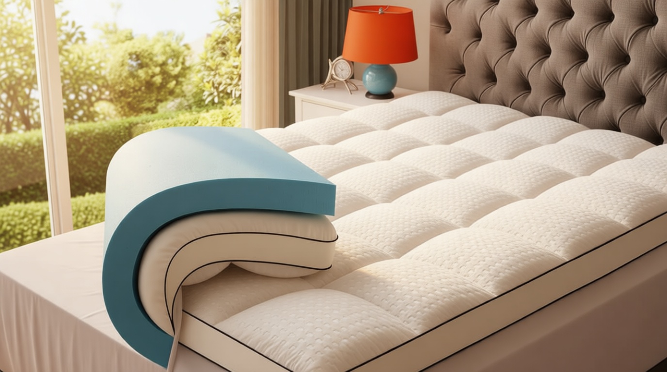 MASVIS Queen Size Dual Layer 4 Inch Memory Foam Mattress Topper, 2 Inch Cooling Gel Memory Foam and 2 Inch Pillow Top Mattress Pad Cover for Back Pain, Medium Support OEKO-TEX STANDARD 100