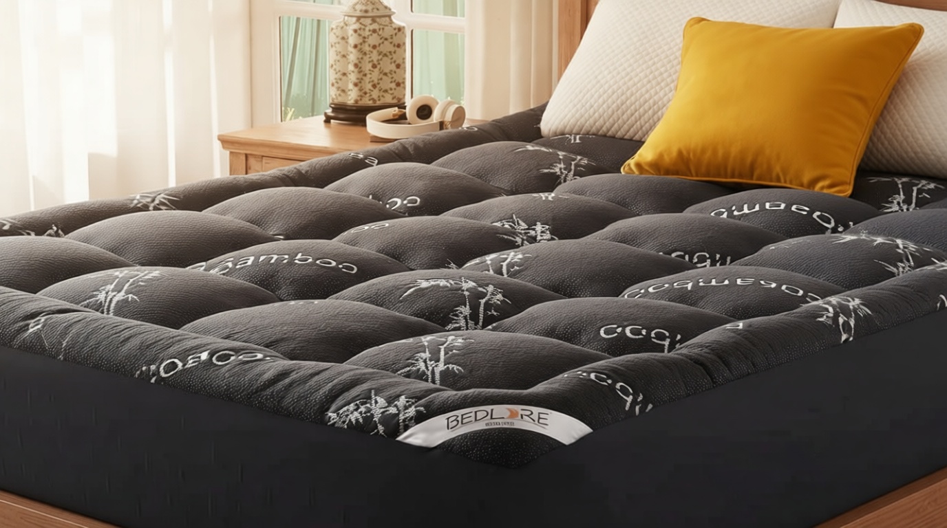 BEDLORE Queen Mattress Topper Viscose Derived from Bamboo, Thick Pillow Top Mattress Pad with Stretchable Pockets for 6-18 inches Mattress, Soft Mattress Topper for Back Pain Relief(Dark Gray) OEKO-TEX STANDARD 100