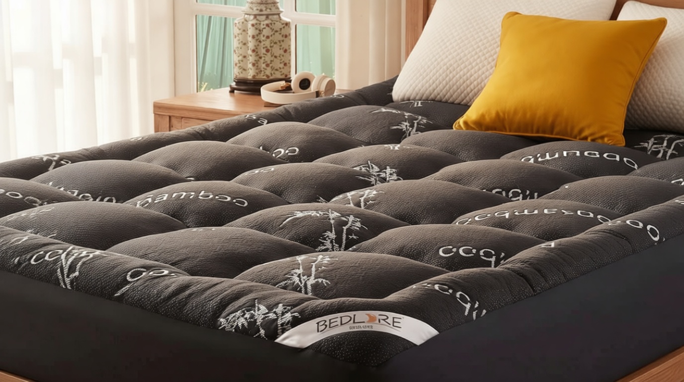 BEDLORE King Mattress Topper Viscose Derived from Bamboo, Thick Pillow Top Mattress Pad with Stretchable Pockets for 6"-18" Mattress, Soft Breathable Mattress Topper for Back Pain Relief(Dark Gray) OEKO-TEX STANDARD 100