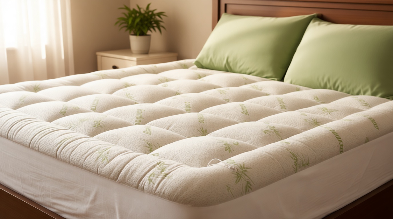Ultra Soft Twin Size Mattress Topper - Viscose Made from Bamboo Pillow Top Mattress Pad for Full Body Support - Naturally Cooling for Hot Sleepers, Green OEKO-TEX STANDARD 100