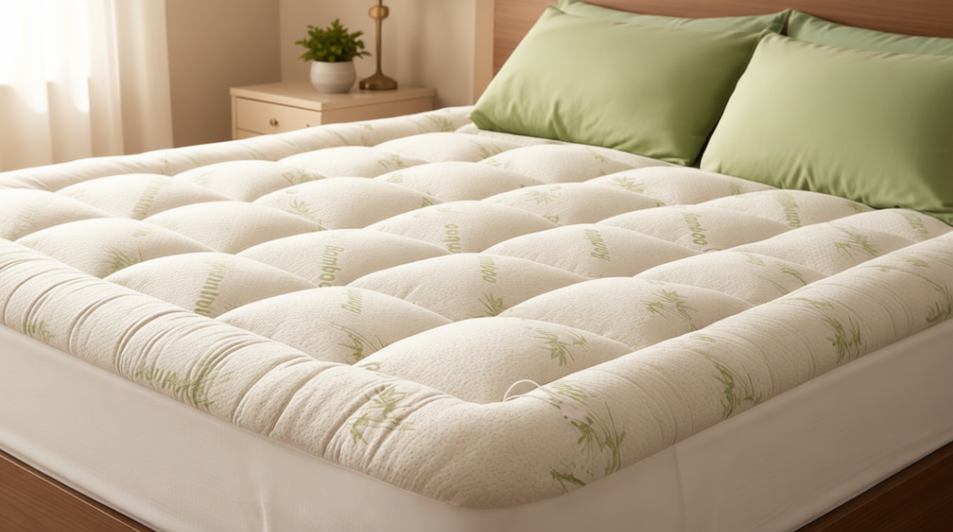 Ultra Soft Queen Size Mattress Topper - Viscose Made from Bamboo Pillow Top Mattress Pad for Full Body Support - Naturally Cooling for Hot Sleepers, Green OEKO-TEX STANDARD 100