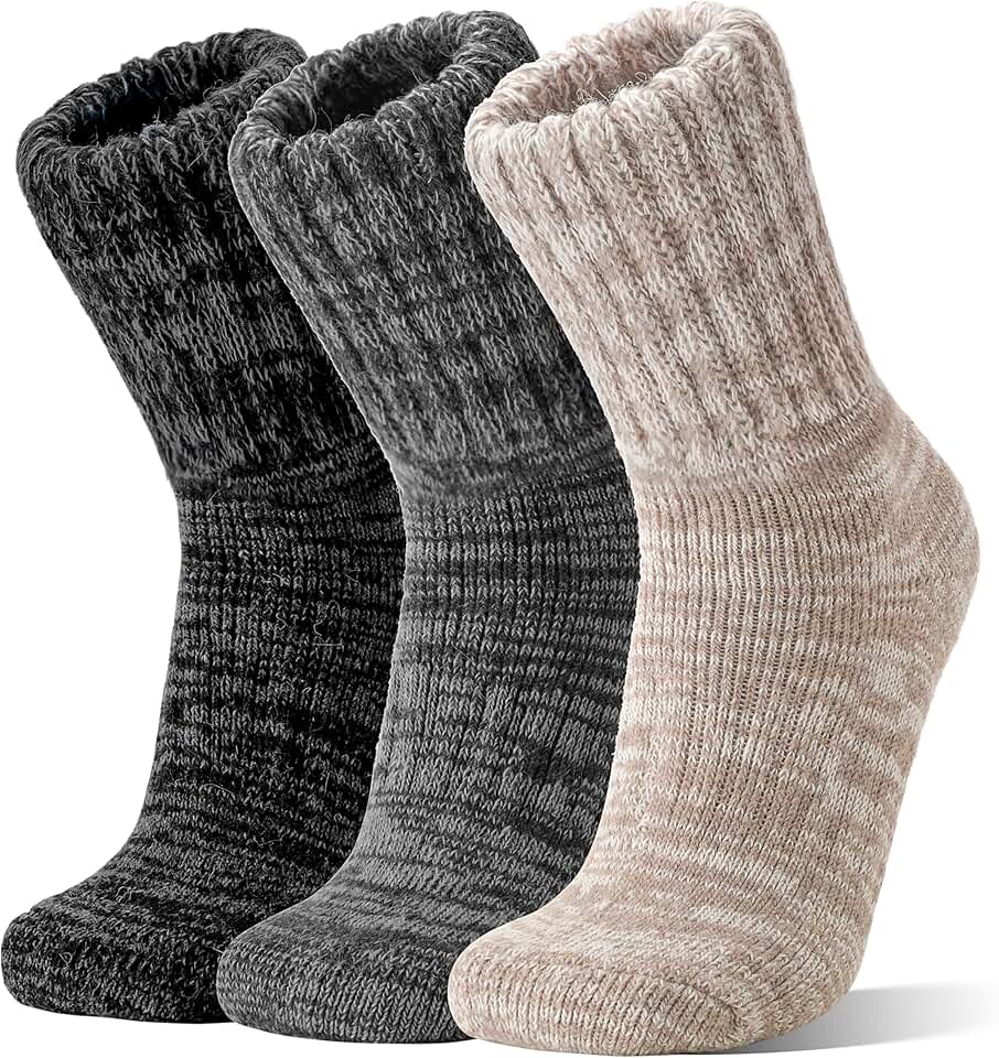Sandsuced Merino Wool Boot Socks Thermal Warm Thick Winter Cozy Hiking Work Socks for Women Men 3 Pairs