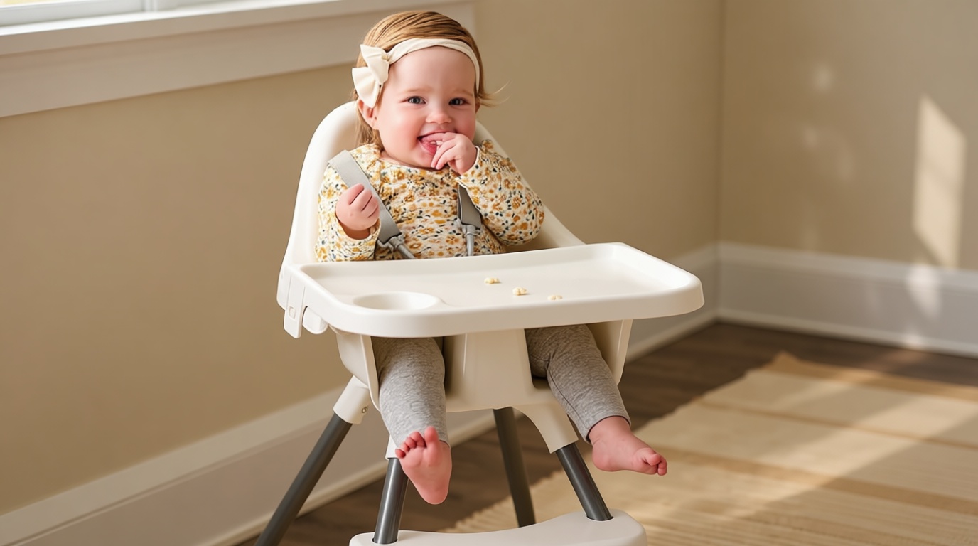 Regalo Baby Basics® High Chair for Babies and Toddlers, Baby High Chair with Removable Oversized Tray & Cup Holder, 5-Point Harness, Easy to Clean Toddler High Chair, White