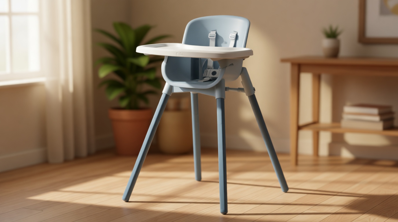 Chicco Zest 4-in-1 Folding High Chair, Feeding Chair, Toddler Chair and Youth Stool, Multi-Use Easy Clean High Chair, Capri/Blue