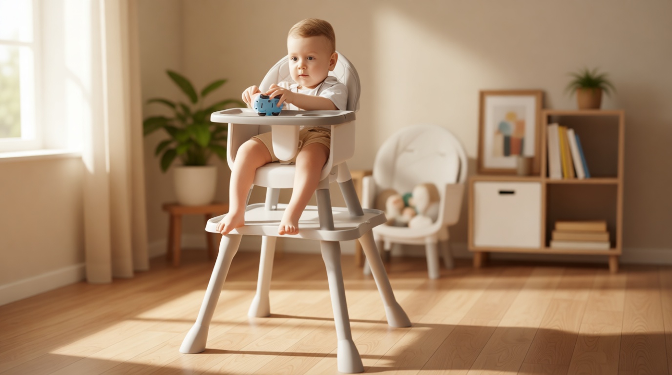 6 in 1 Baby High Chair for Babies and Toddlers, Booster Seat, Kids Learning Table & Chair (Grey)