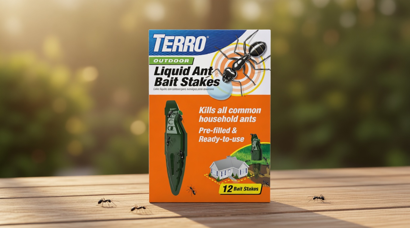 TERRO Liquid Ant Baits - T1813B - Outdoor Ready-to-Use Terro Ant Traps, Kills Household Ants, 12 Stakes