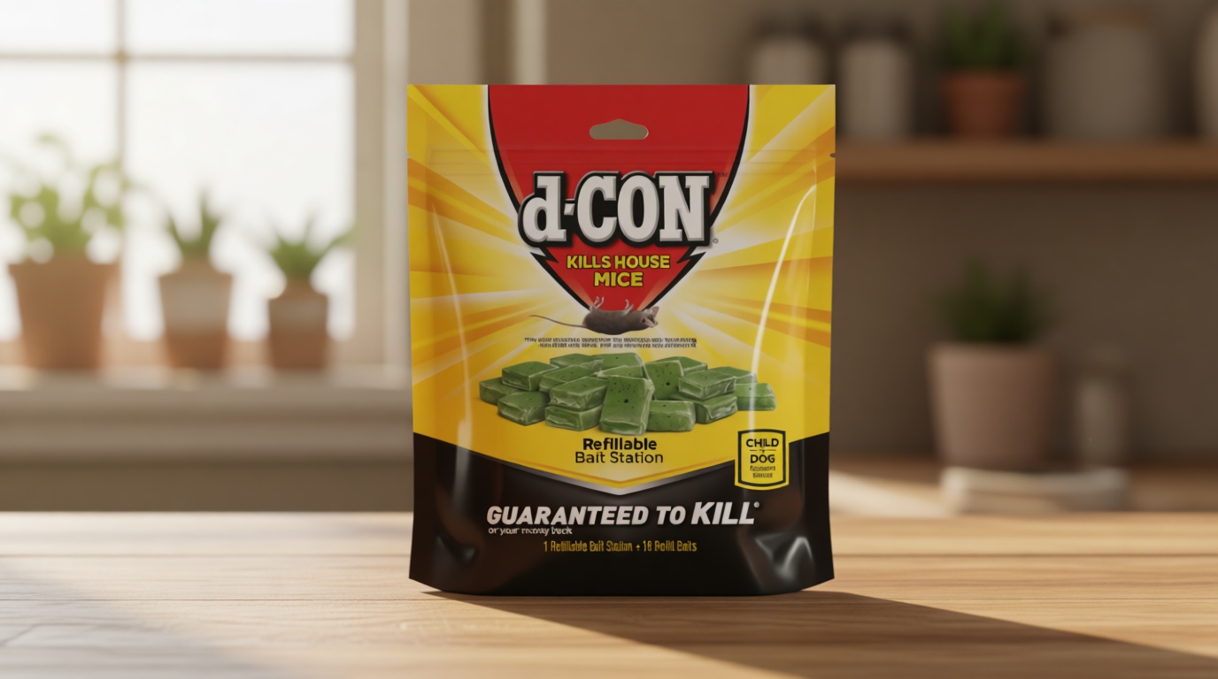 d-CON Refillable Corner Fit Mouse Bait Station, 1 Trap + 18 Bait Refills