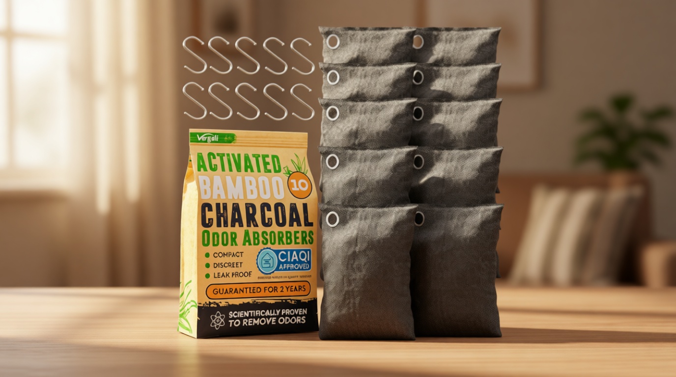 Activated Charcoal Odor Absorber for Strong Odors in Car, Closet, Shoe, Basement. 10 Activated Charcoal Bags Odor Absorbers for Home. Bamboo Charcoals Air Purifying Bag Charcoals Deodorizer Eliminator