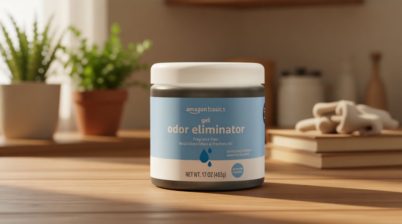 Amazon Basics Gel Odor Eliminator, Activated Charcoal, Fragrance Free, 17 Oz, 1-Pack