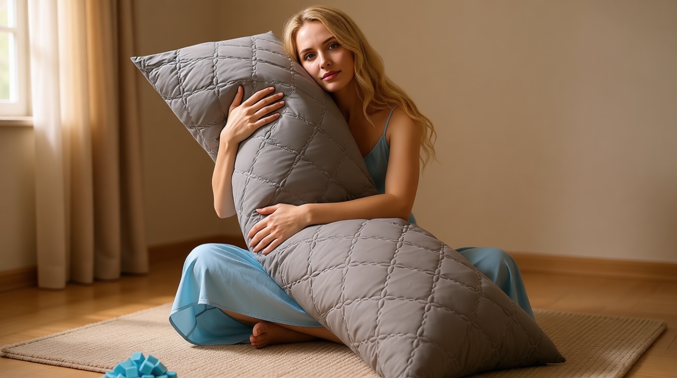 BEDELITE Cooling Body Pillow for Adults, Creative Ultra Soft Cool-Touch Quilted Nylon-Spandex Body Pillow Cover, Adjustable Memory Foam Long Pillow for Side Sleepers, Pregnancy & Back Pain(Light Grey) OEKO-TEX STANDARD 100