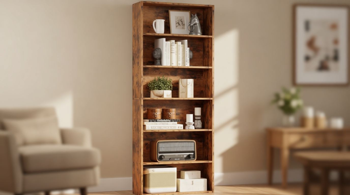 IRONCK Industrial Bookshelves and Bookcases Floor Standing 6 Shelf Display Storage Shelves 70 in Tall Bookcase Home Decor Furniture for Home Office, Living Room, Bed Room, Vintage Brown