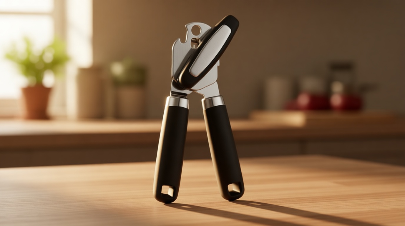 GORILLA GRIP Heavy Duty Stainless Steel Smooth Edge Manual Can Opener and Bottle Openers, US Designed, Soft Comfortable Handle, Oversized Handheld Turn Knob, Multifunctional Kitchen Tool, Black ClimatePartner certified