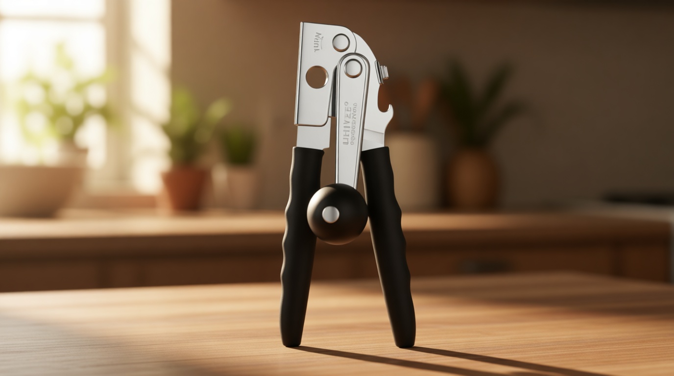 Commercial Can Opener, UHIYEE Hand Crank Can Opener Manual Heavy Duty with Comfortable Extra-long Handles, Oversized Knob, Large Handheld Can Open Easy for Big Cans, Black