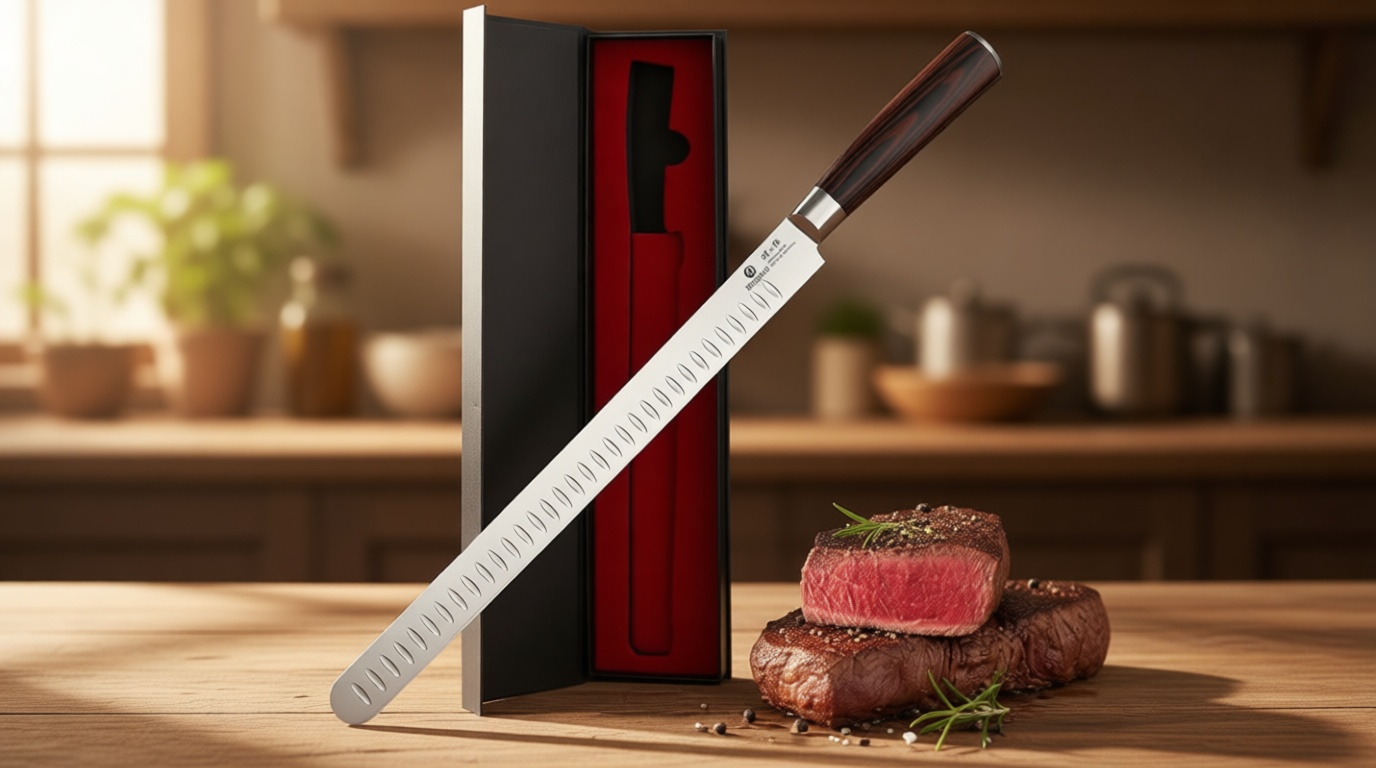 imarku Brisket Knife, 12 Inch Ultra Sharp Carving Slicing Knife for Brisket, BBQ, Turkey, Ham, Ribs, and Roast Beef, Japanese High Carbon Stainless Steel Blade, Ergonomic Pakkawood Handle, Gift Box