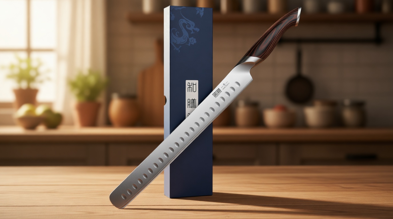 HOSHANHO Carving Knife 12 Inch, Japanese High Carbon Steel Slicing Knife with Ergonomic Pakkawood Handle, Razor Sharp Brisket Knives for Meat Cutting, BBQ, Turkey