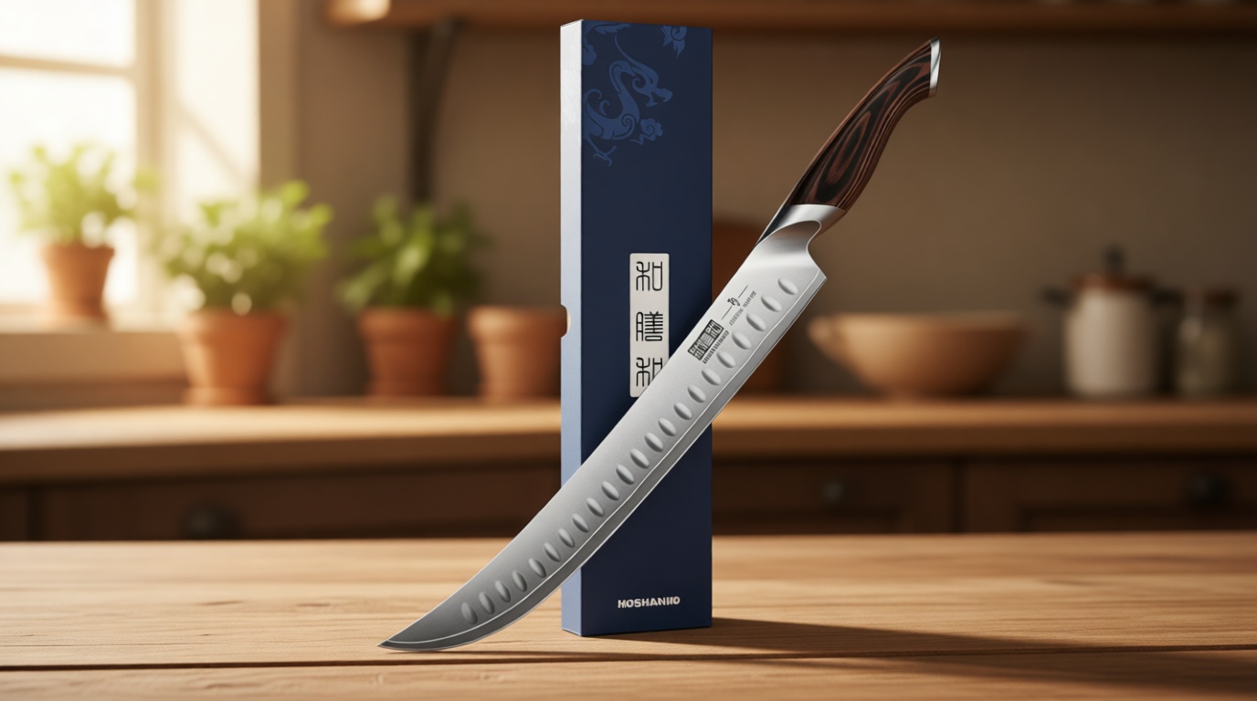HOSHANHO Carving Slicing Knife, 12 Inch Japanese High Carbon Steel Brisket Knife with Ergonomic Pakkawood Handle, Razor Sharp Curved Butcher Breaking Knives for Meat Cutting