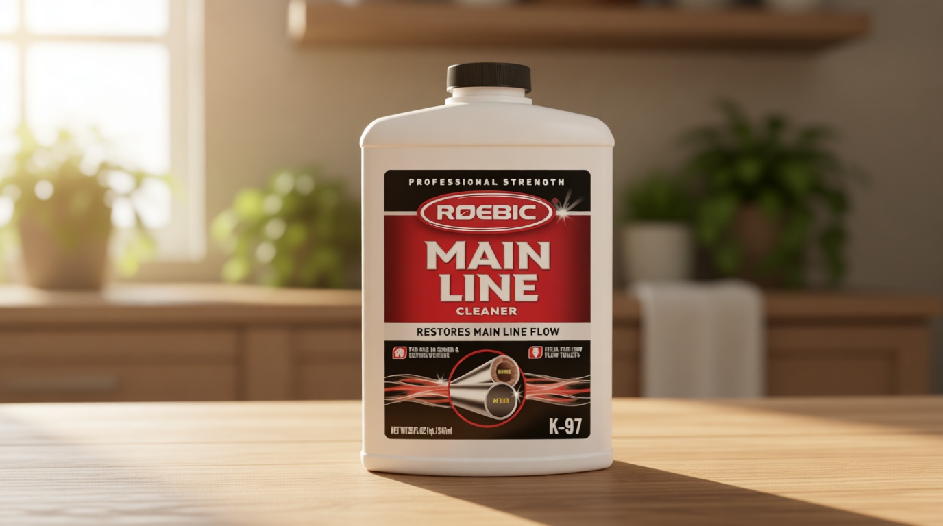Roebic K-97 Liquid Main Line Cleaner with Bacteria Enzymes, Eliminates Organic Buildup in Sewer/Septic System and Protects from Clogs, Safe for Bathroom Toilet, 32 fl oz