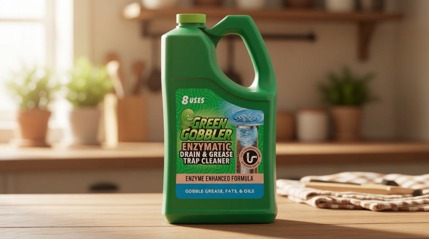 Green Gobbler Enzyme Drain Cleaner | Controls Foul Odors & Breaks Down Grease, Paper, Fat & Oil in Sewer Lines, Septic Tanks & Grease Traps | 1 Gallon