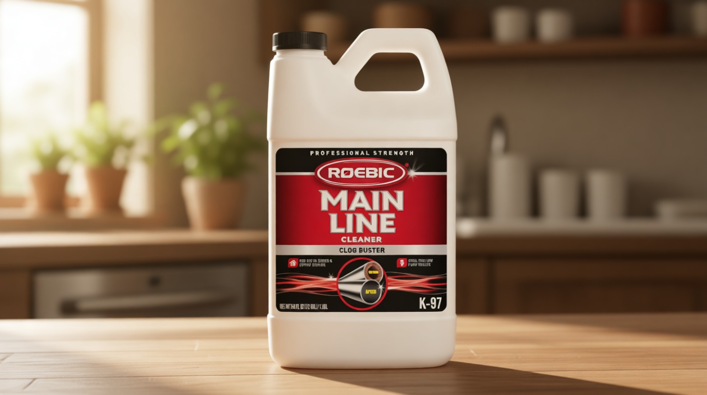 Roebic K-97 Liquid Main Line Cleaner with Bacteria Enzymes, Eliminates Organic Buildup in Sewer/Septic System and Protects from Clogs, Safe for Bathroom Toilet, 64 fl oz