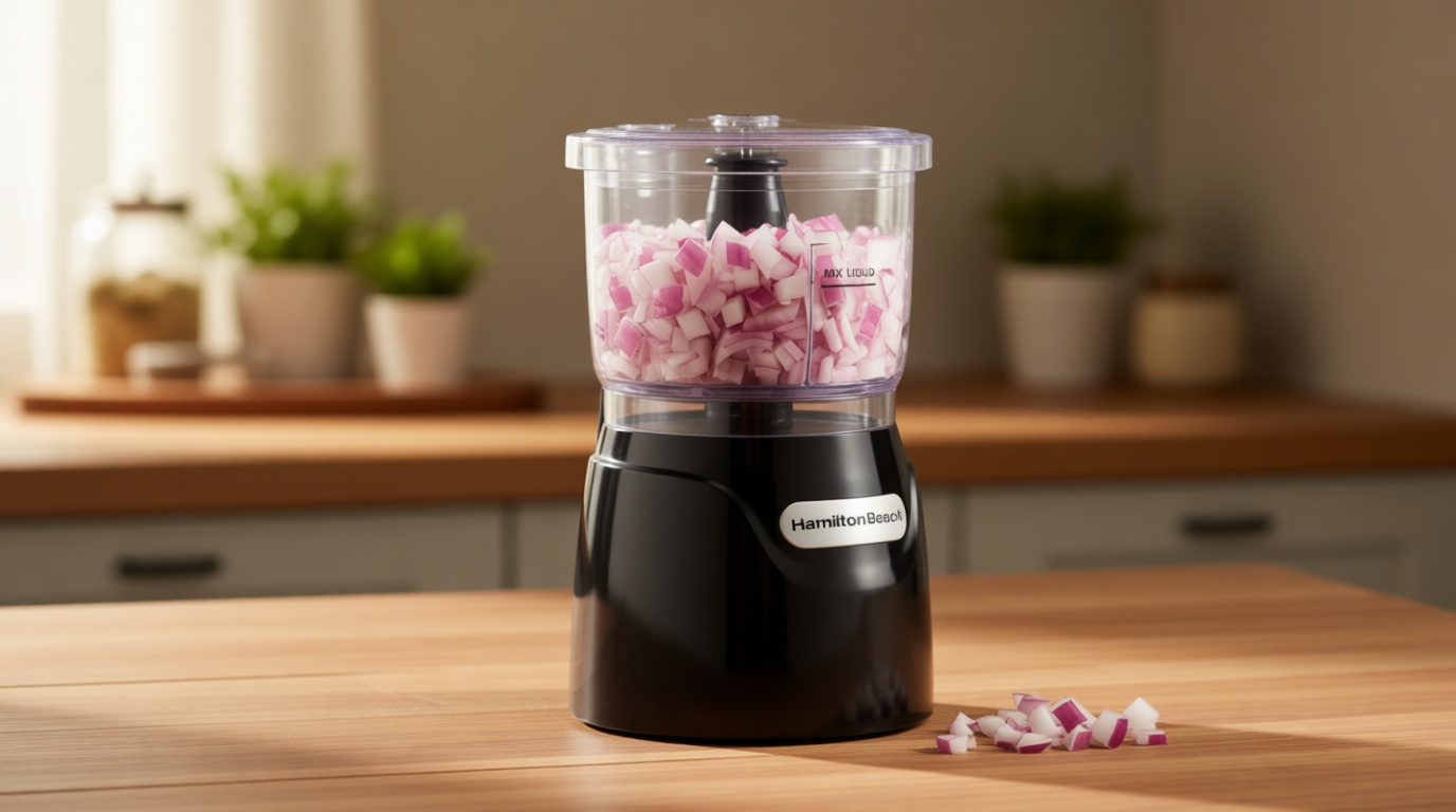 Hamilton Beach Electric Vegetable Chopper & Mini Food Processor, 3-Cup, 350 Watts, for Dicing, Mincing, and Puree, Black (72850)