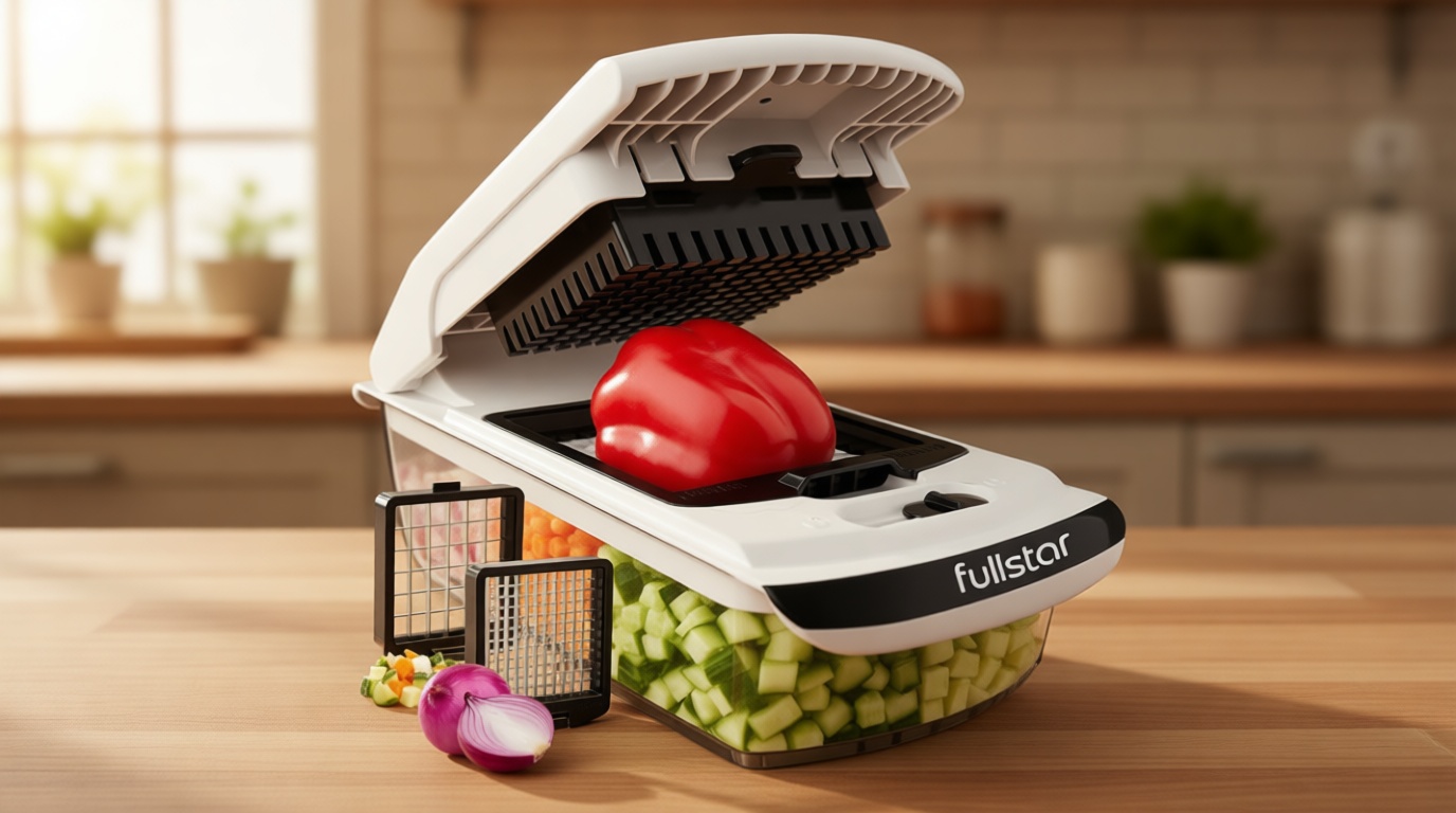 Fullstar The Original Pro Chopper - Vegetable Chopper and Dicer, Food Chopper with Container, Fruit Cutter, Kitchen Gadgets & Gifts, Home Essentials (2 in 1, White)