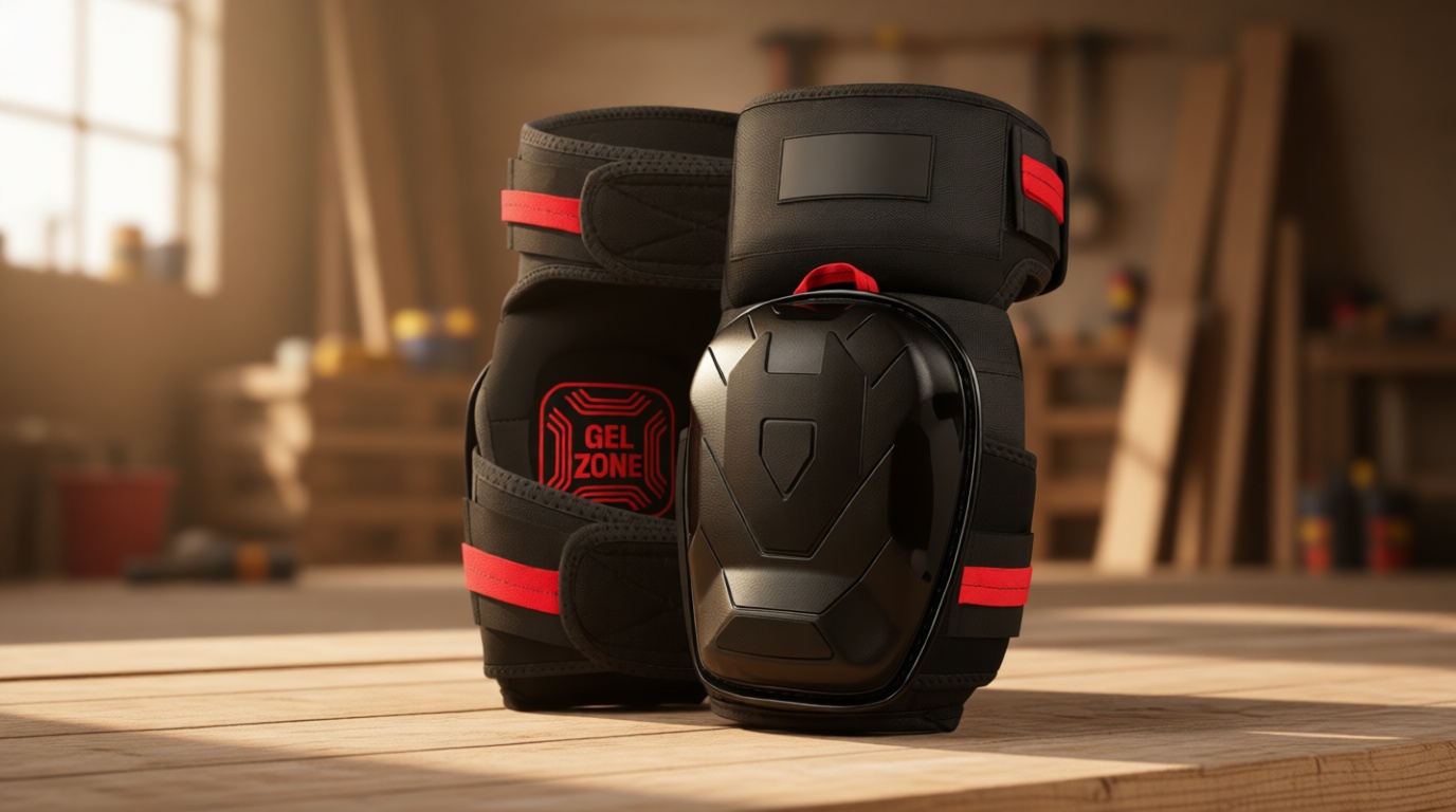 NoCry Professional Work Knee Pads for Men Construction with Ankle Support and Heavy Duty Anti-Slip Cap — Foam Cushion and Extra Thick Gel Padding — Reinforced Thigh & Shin Straps