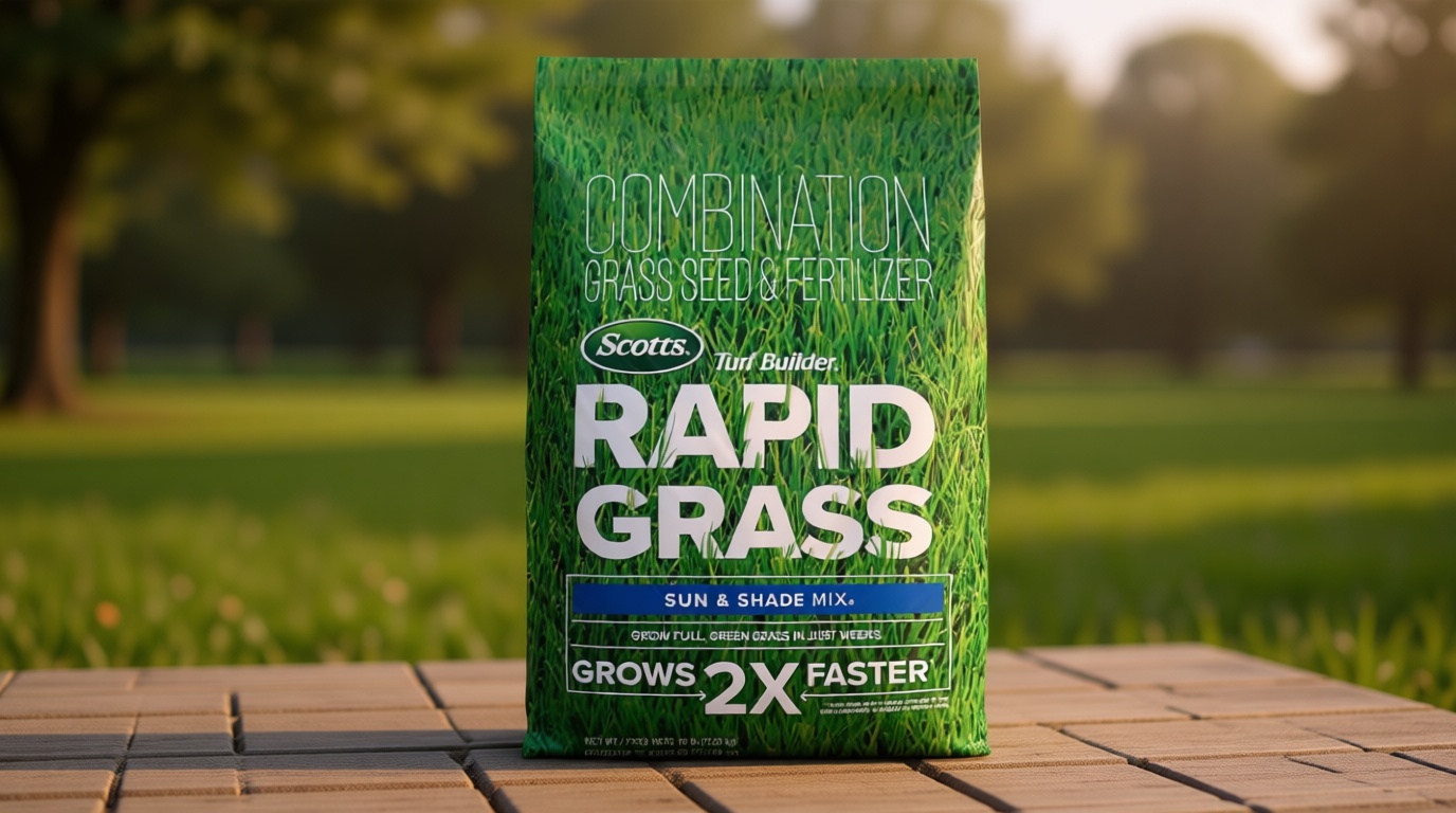 Scotts Turf Builder Rapid Grass Sun and Shade Mix - Combination Grass Seed & Lawn Fertilizer, Covers Up To 8,000 sq. ft., 16 lb.