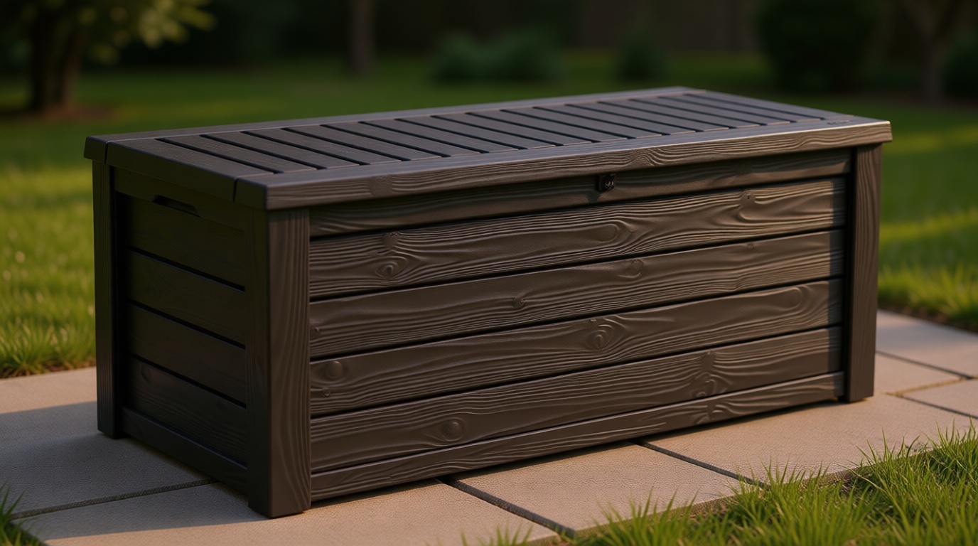 Keter Westwood 150 Gallon Resin Large Outdoor Storage Box for Patio Furniture, Outdoor Cushions, Garden Tools and Pool Floats, Dark Grey