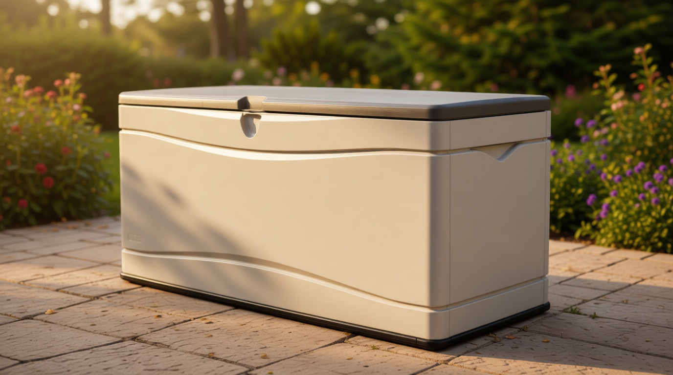 LIFETIME 60012 Extra Large Deck Box, 130 Gallon, Desert Sand/Brown