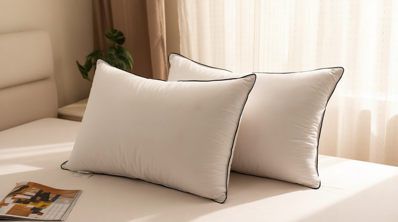 BPC Luxury Hotel Goose Feather Down Pillows Queen Size Set of 2, Medium Firm Bed Pillows for Sleeping, Organic Cotton Cover, Soft Yet Supportive Down Alternative Surround, RDS Certified, White 20"x30"