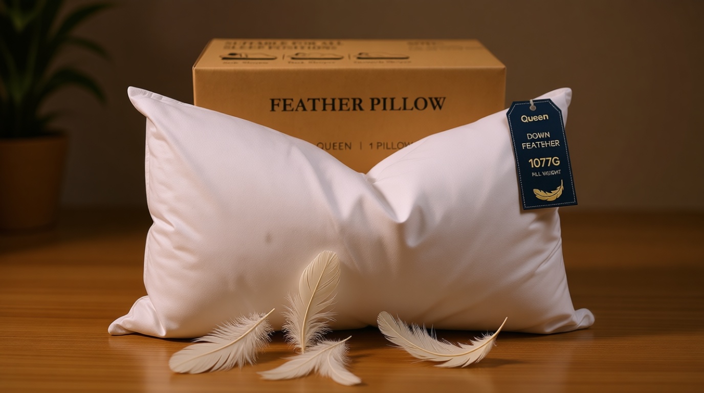 BHZ Goose Down Feather Pillows Queen Size - Hotel Collection Bed Pillows for Sleeping Medium Firm Soft Support Pillow for Side and Back Sleepers with Breathable Cover OEKO-TEX STANDARD 100