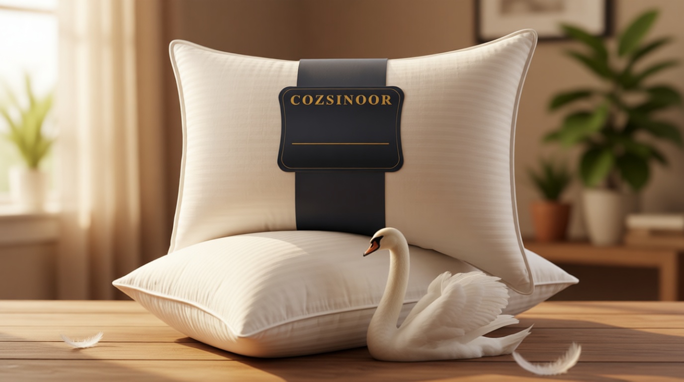COZSINOOR Goose Feather Pillows Queen Size Set of 2 - Hotel Down Bed Pillow for Sleeping, Soft 600 TC Cotton Cover, Fluffy Support Surround Fill Down Alternative for Back, Stomach, Side Sleepers OEKO-TEX STANDARD 100