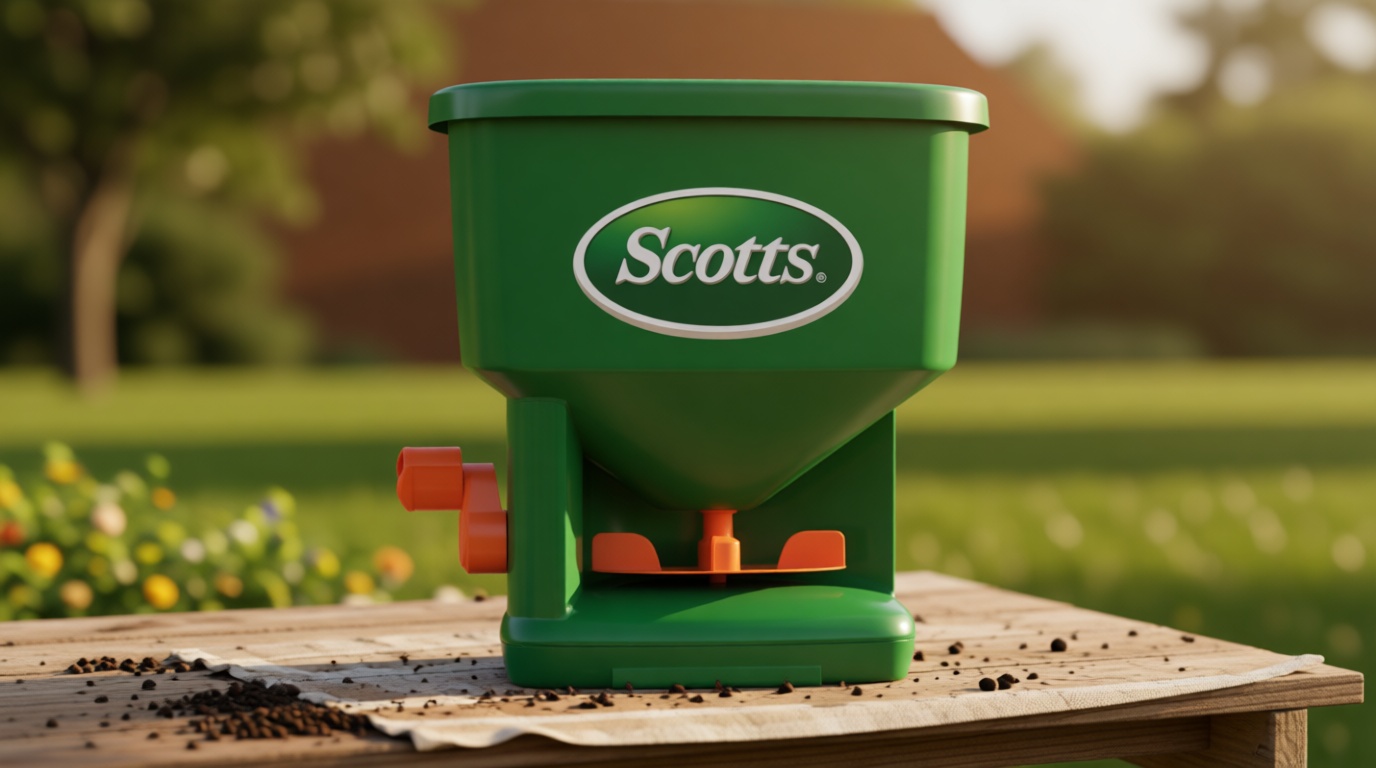 Scotts Whirl Hand-Powered Spreader - for Grass Seed, Lawn Fertilizers, Salt, and Ice Melt, Handheld Spreader Holds up to 1,500 sq. ft. of Product