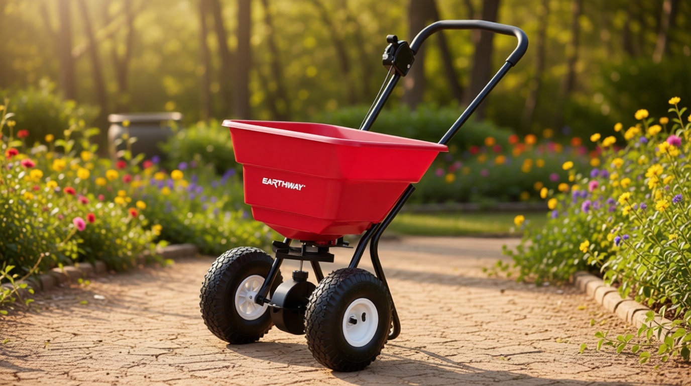 EarthWay 2050P 80lb Broadcast Spreader, Lawn Aerator, Fertilizer Spreader, 80lb Capacity, Pre-Assembled, with Rustproof Poly Hopper and Adjustable Drop Rate for Lawn Care & Seed Spreading
