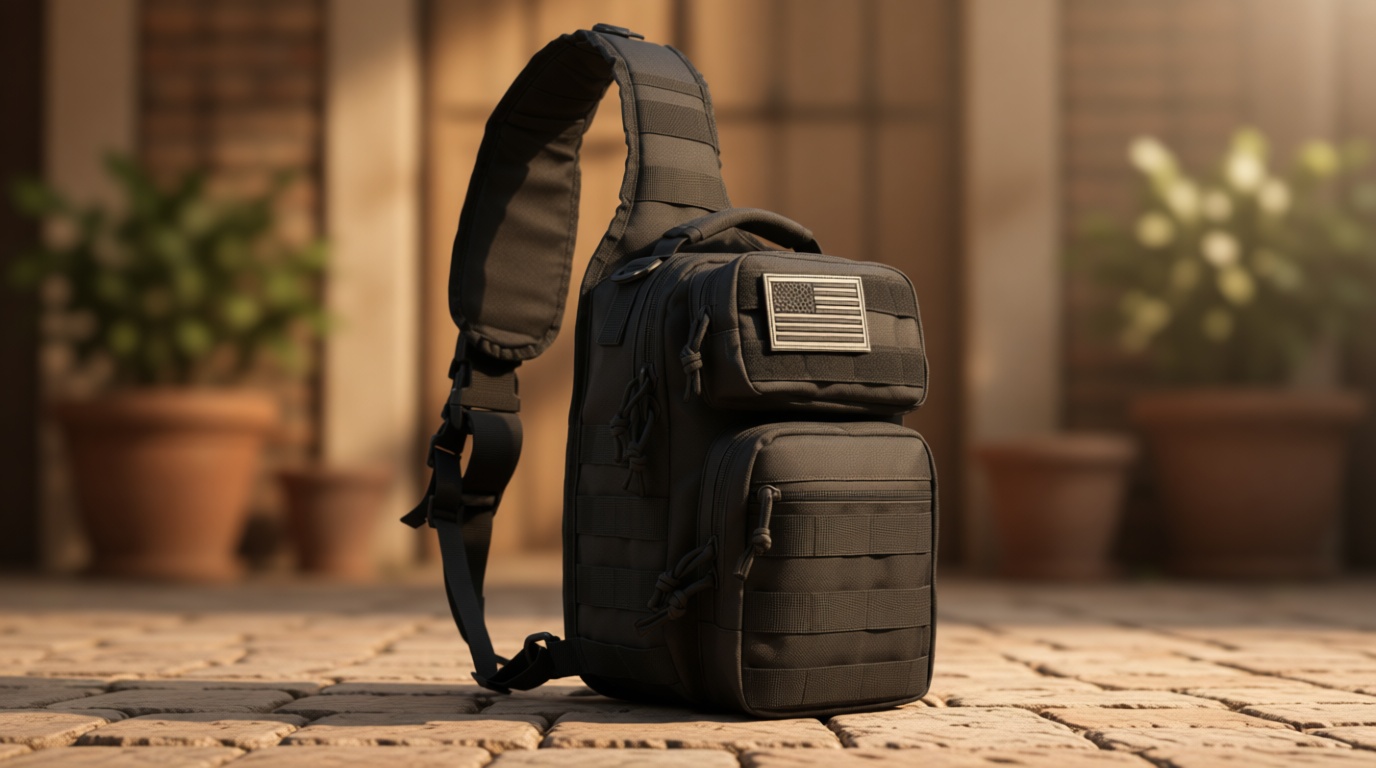 REEBOW GEAR Tactical Sling Bag for Men Military Single Shoulder Backpack Outdoor EDC Range Pack (Black)