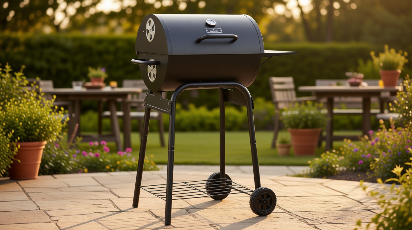 Charcoal Grill Outdoor BBQ Grill, Barrel Charcoal Grills with Side Table, with Nearly 500 Sq.In. Cooking Grid Area, Outdoor Backyard Camping Picnics, Patio and Parties, Black
