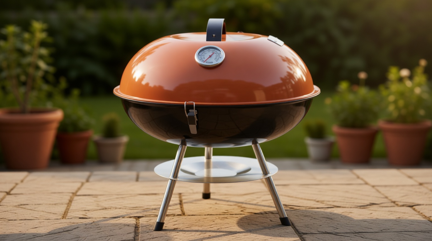GasOne – 14-inch Portable Barbecue Grill with Thermometer - 3-Point Locking Lid for Heat Preservation – Dual Venting System – Small Charcoal Grill for Backyard, Camping, Boat