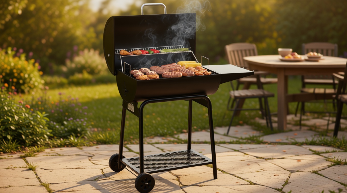 Royal Gourmet CC1830 28 Inch Barrel Charcoal Grill with Warming Rack, Outdoor BBQ Grill with 626 Sq. In. Grilling Space for Backyard, Patio and Parties, Black