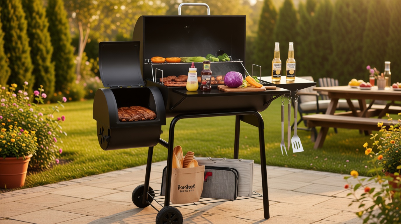 Royal Gourmet CC1830S BBQ Charcoal Grill and Offset Smoker | 823 Square Inch cooking surface, Outdoor for Camping | Black