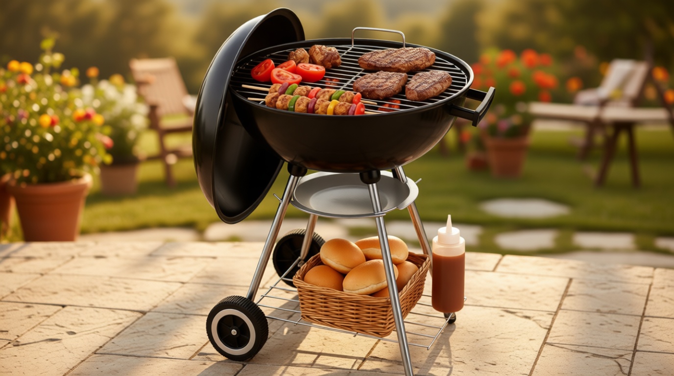 18 Inch Portable Charcoal Grill – Heavy-Duty Round BBQ Grill with Thickened Grilling Bowl, Sturdy with 4 Legs & Wheels for Small Outdoor Barbecue, Camping, Travel, Tailgating & Backyard Cooking