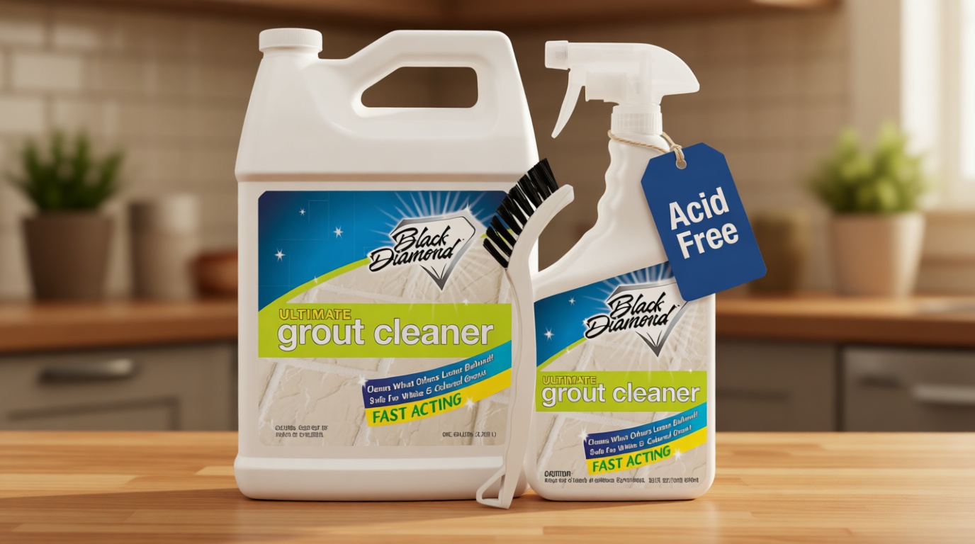 Ultimate Grout Cleaner for Tile Floors — Acid-Free Deep Cleaner Removes Grease, Dirt & Soap Scum Without Damaging Grout — Safe for Marble and All Natural Stone (1-Qt/1-G/ W/brush)