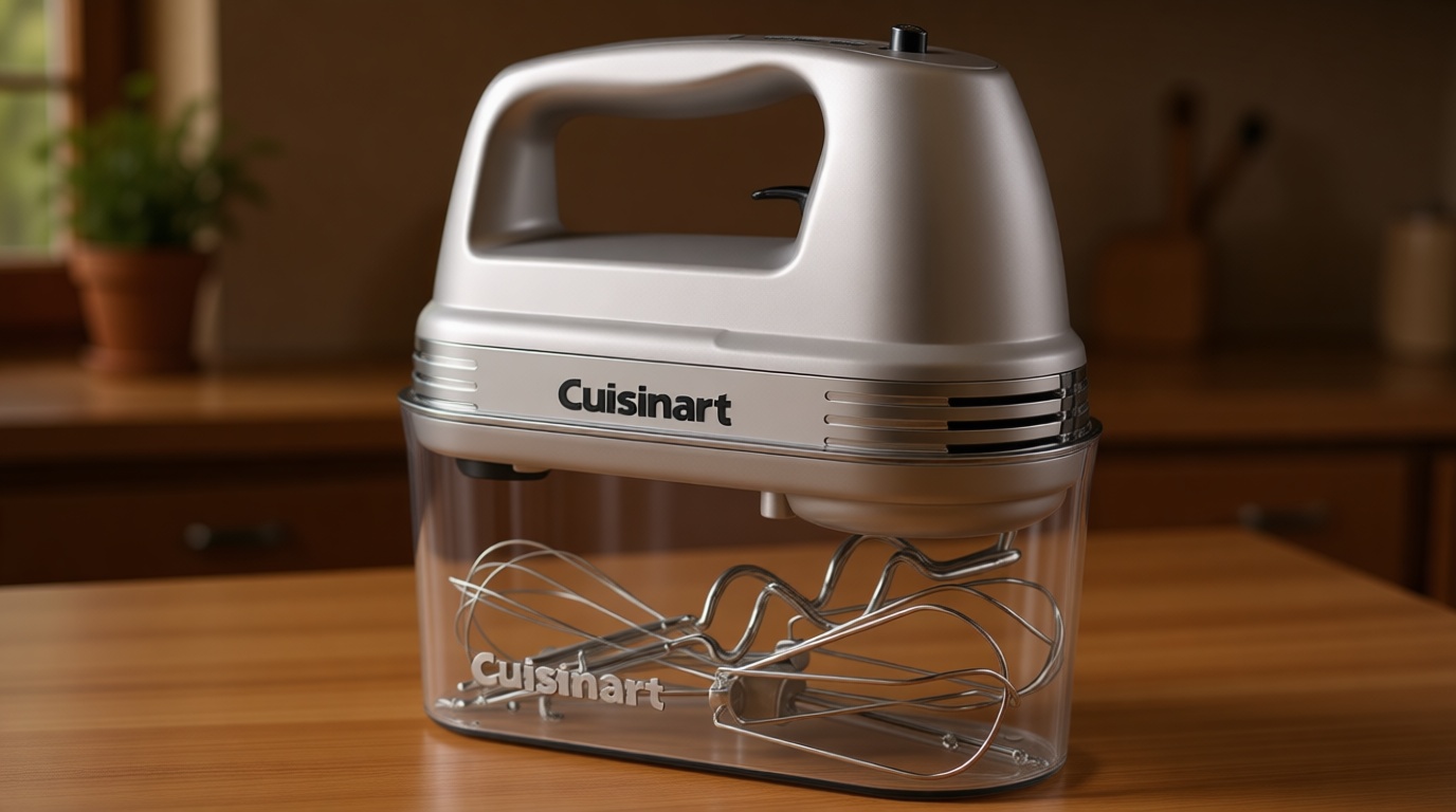 Cuisinart Power Advantage Plus 9-Speed Hand Mixer, 220W Motor, Electric Mixer with Dishwasher-Safe Beaters, Storage Case, HM-90BCS, Brushed Chrome