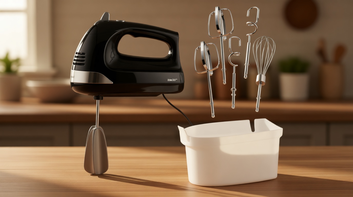 Hamilton Beach 6-Speed Electric Hand Mixer with Whisk, Dough Hooks and Easy Clean Beaters, Powerful 275 Watt Motor, Snap-On Storage Case, Black