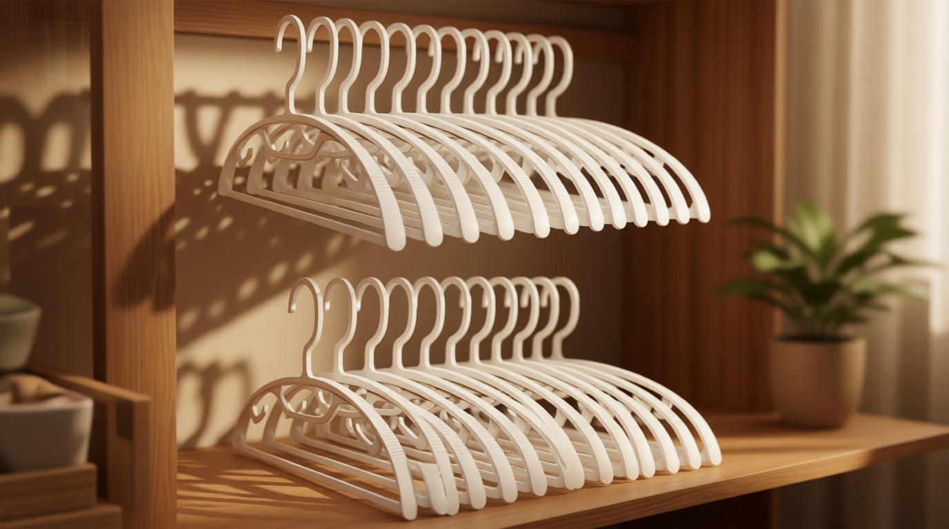 HOUSE DAY Plastic Clothes Hangers 24 Pack, Sweater Hangers No Shoulder Bump, Thick Heavy Duty Coat Hanger for Closet, White Wide Hanger with Non-Slip Hook for Sweaters, Suits, Dresses, Jackets, Pants