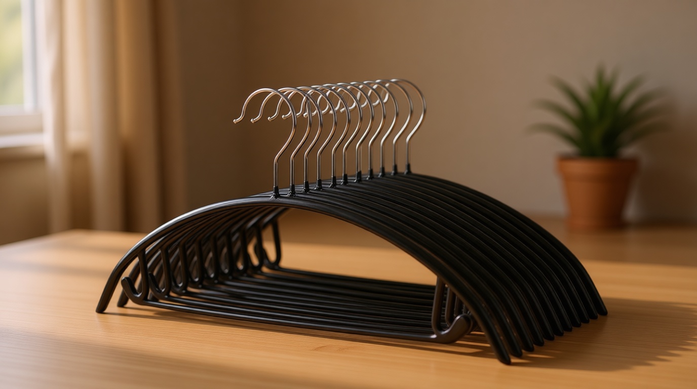 Nature Smile Non Slip PVC Coating Sweater Hangers,Dress Suit Coat Hangers,Shoulder Bump Free Golf T Shirts Clothes Hangers (Black Color 20 Pack)