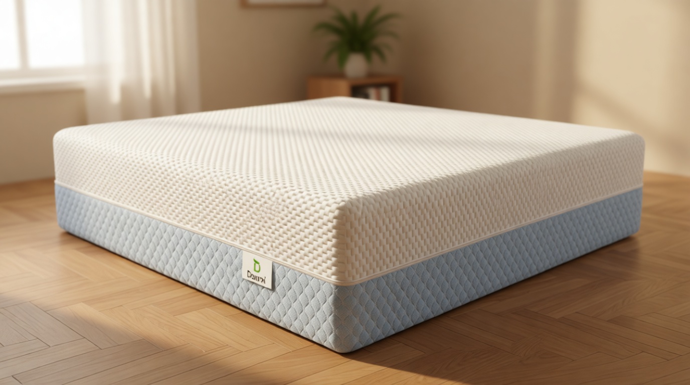 Dourxi Crib Mattress, Dual Sided Comfort Memory Foam Toddler Bed Mattress, Triple-Layer Breathable Premium Baby Mattresses for Infant and Toddler w/Removable Outer Cover - White&Blue OEKO-TEX STANDARD 100